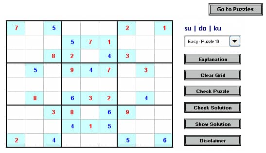 Unsolved Sudoku grid with built in example and empty cells  